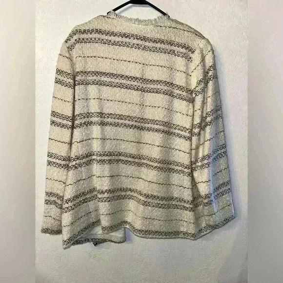 Express Open Front Blazer Womens Size XL Cream W Black - Picture 5 of 5